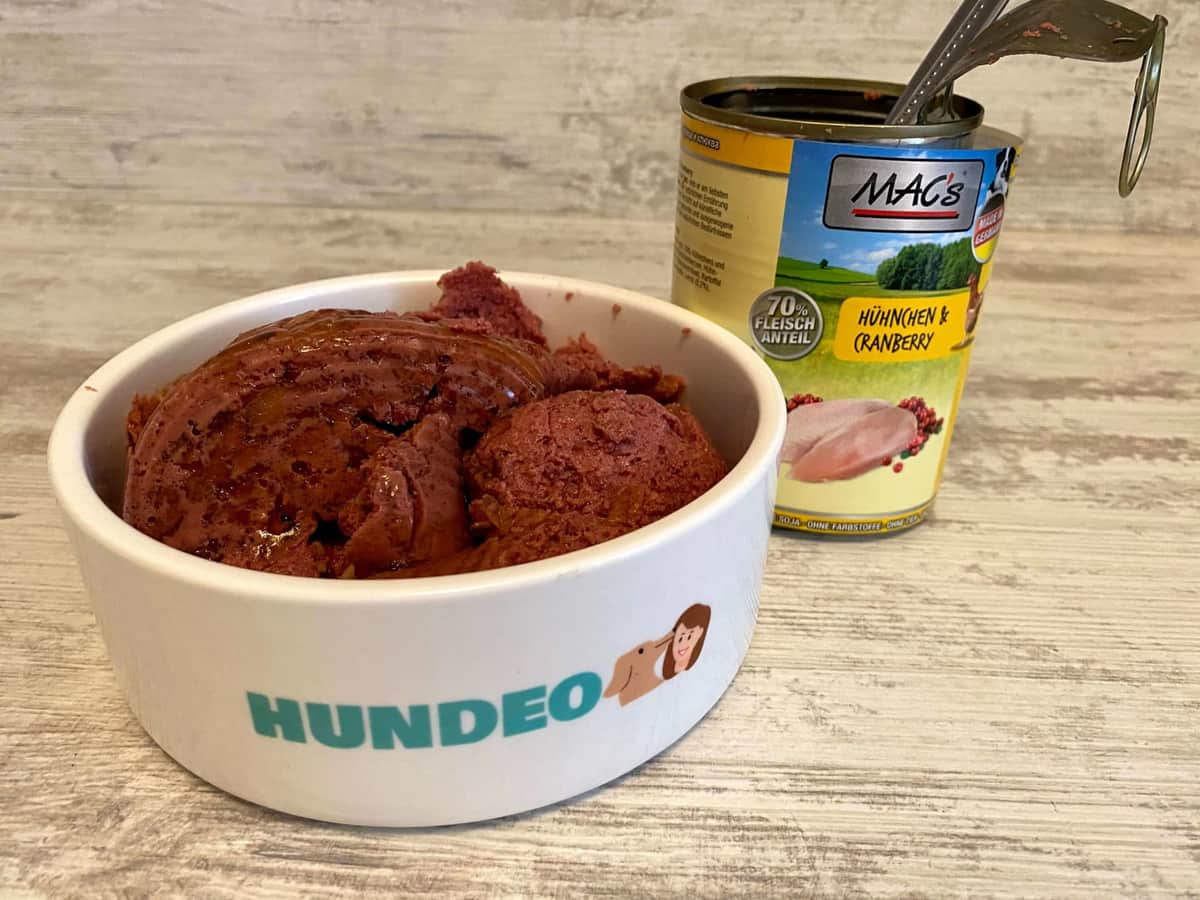 MACs Hundefutter Test, Nassfutter Hühnchen und Lamm & Ente