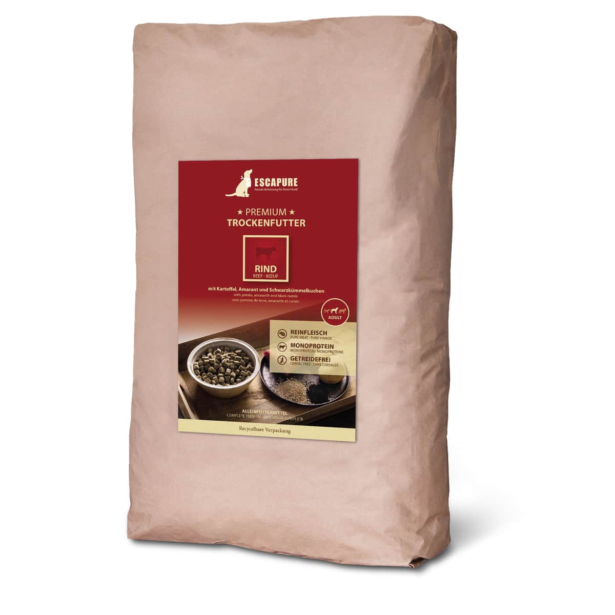 Rind Premium Trockenfutter (gebacken) Verpackung im Hundeo-Test