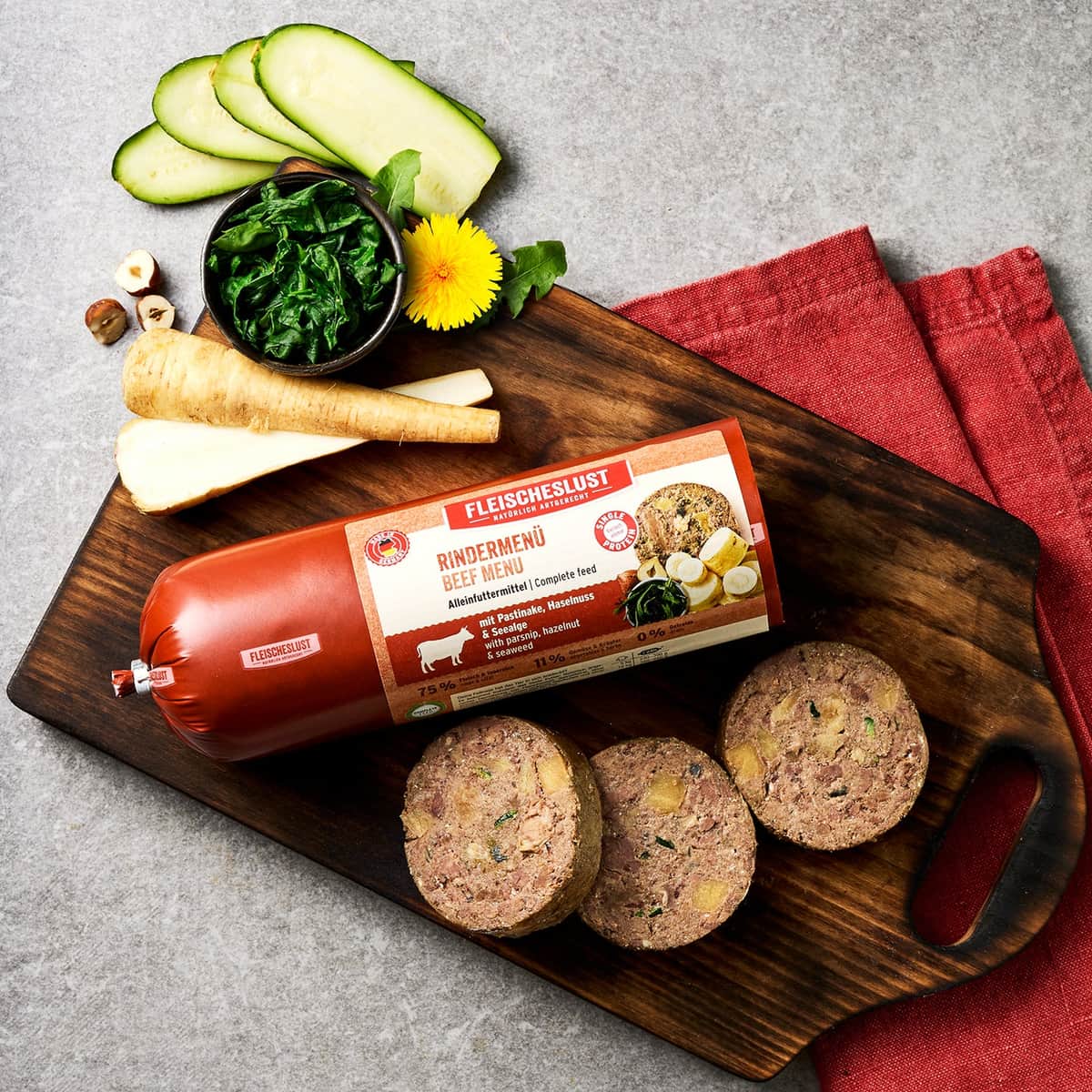 Classic Rindermenü mit Pastinake & Haselnuss Verpackung im Hundeo-Test