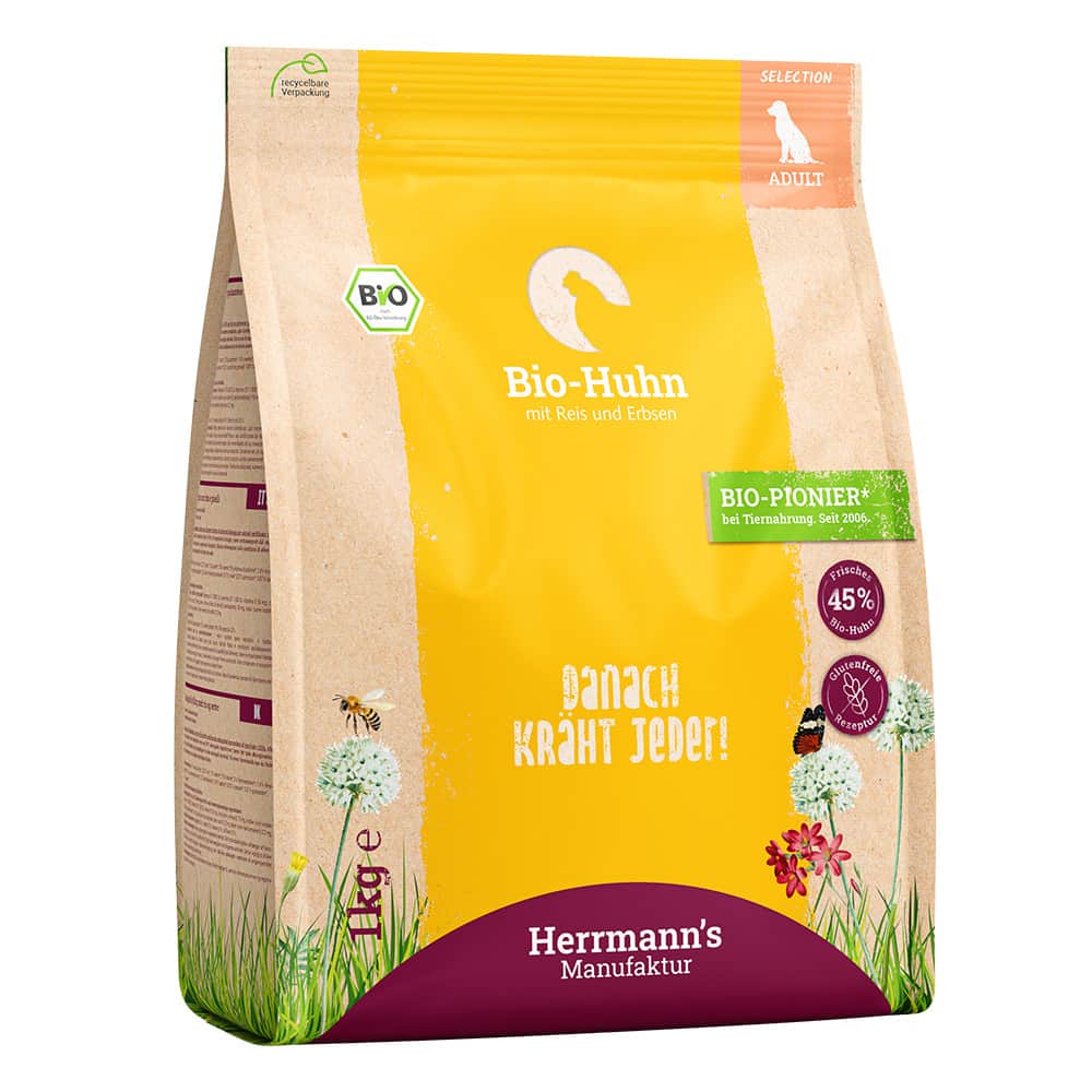 Selection Adult Bio-Huhn mit Reis & Erbsen Verpackung im Hundeo-Test