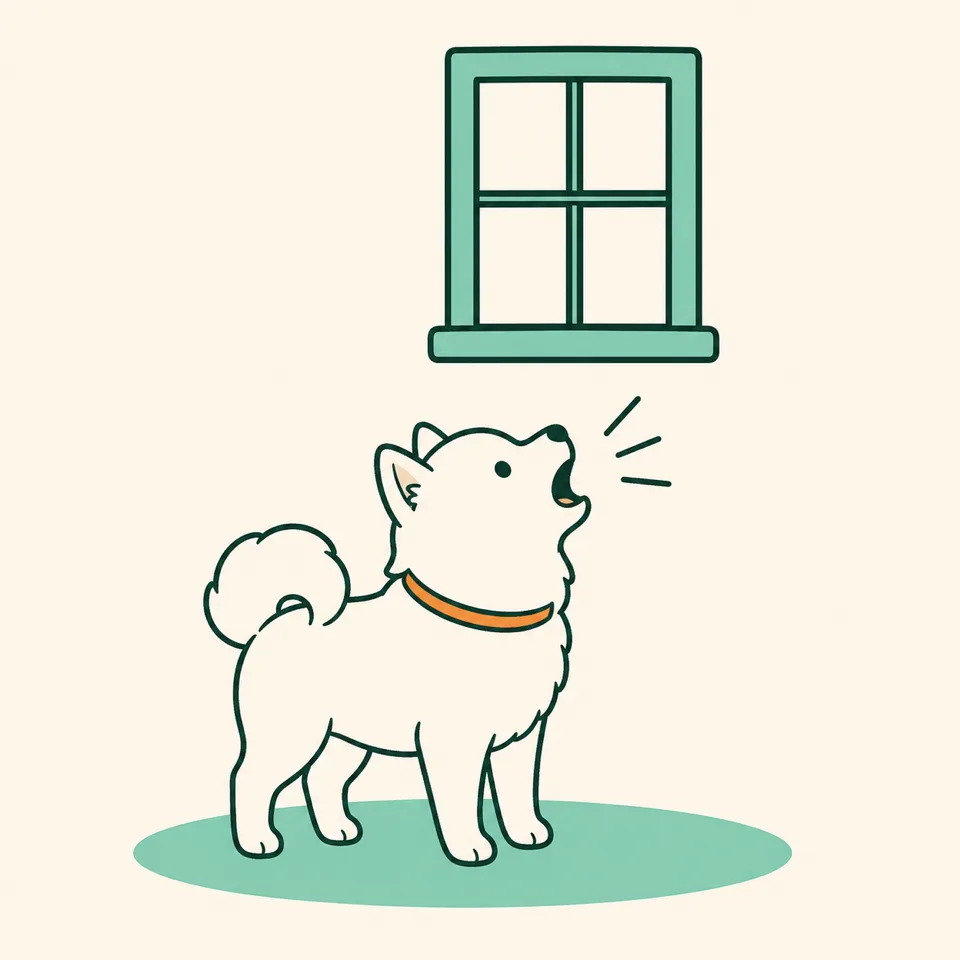 Hund bellt an einem Fenster