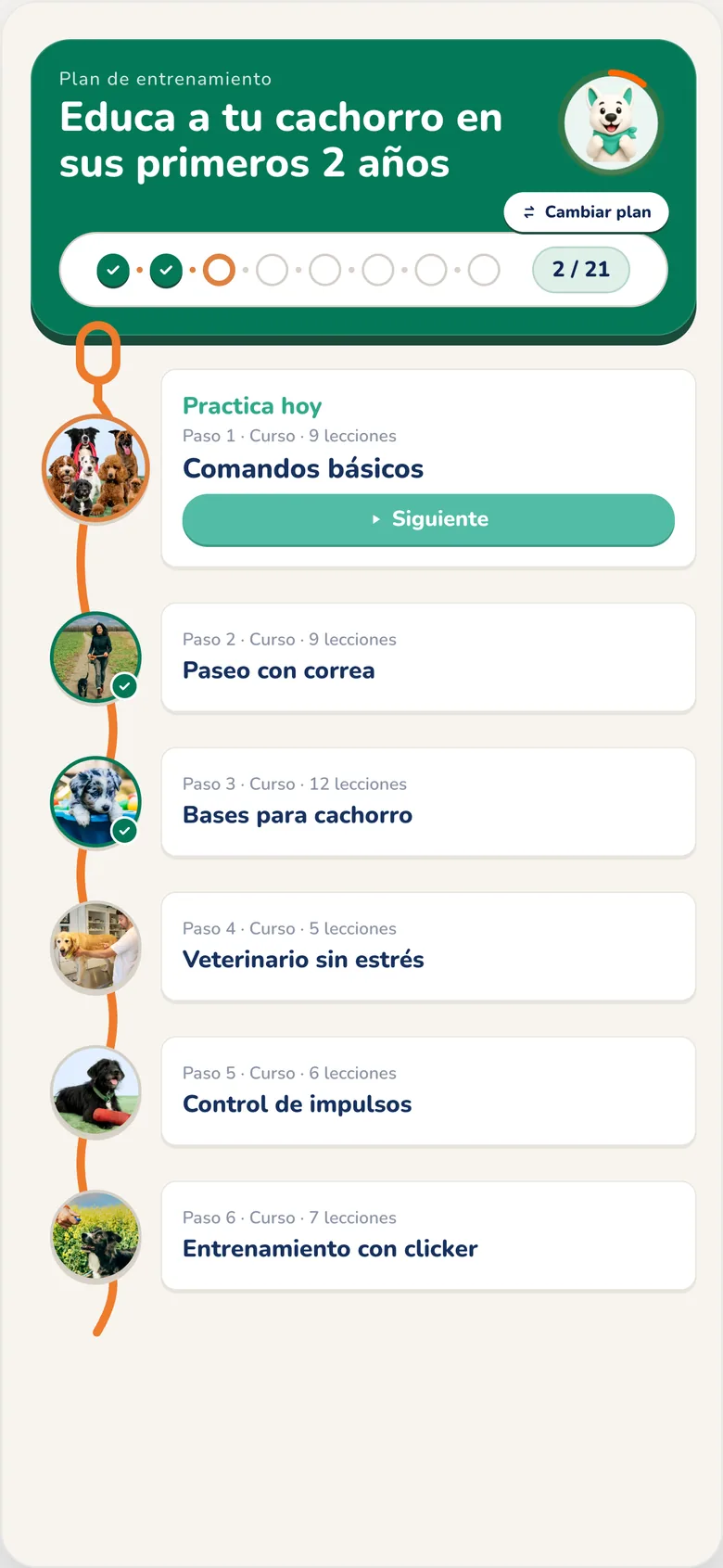 App Hundeo: plan de entrenamiento personal con pasos y progreso