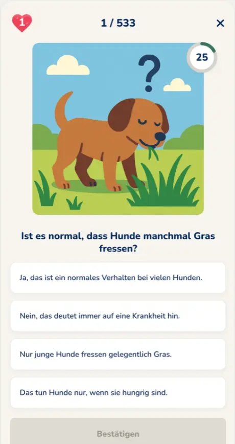 Quiz in der Hundeo App