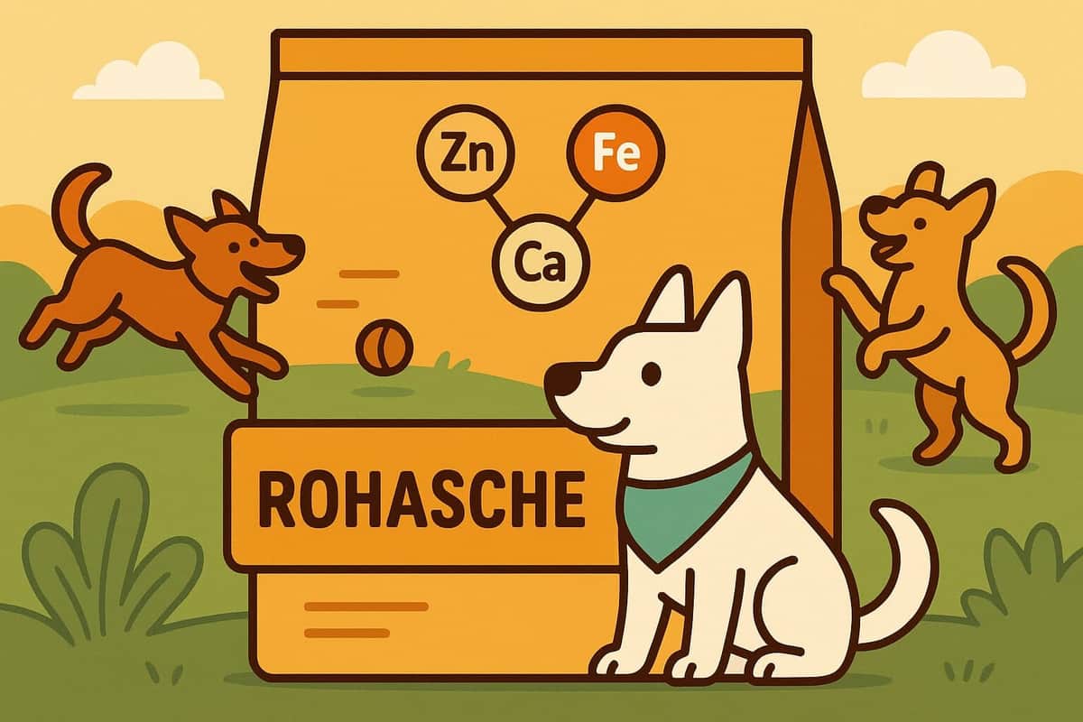 Flache Illustration eines weißen Hundes mit spitzen Ohren und einem türkisfarbenen Bandana.