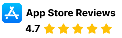 L'application Hundeo présente un graphique impressionnant avec des notes sur l'App Store, avec un score de 4,7 étoiles. À côté du logo de l'App Store, on peut voir cinq étoiles jaunes qui soulignent les performances exceptionnelles de l'application en matière d'entraînement canin.